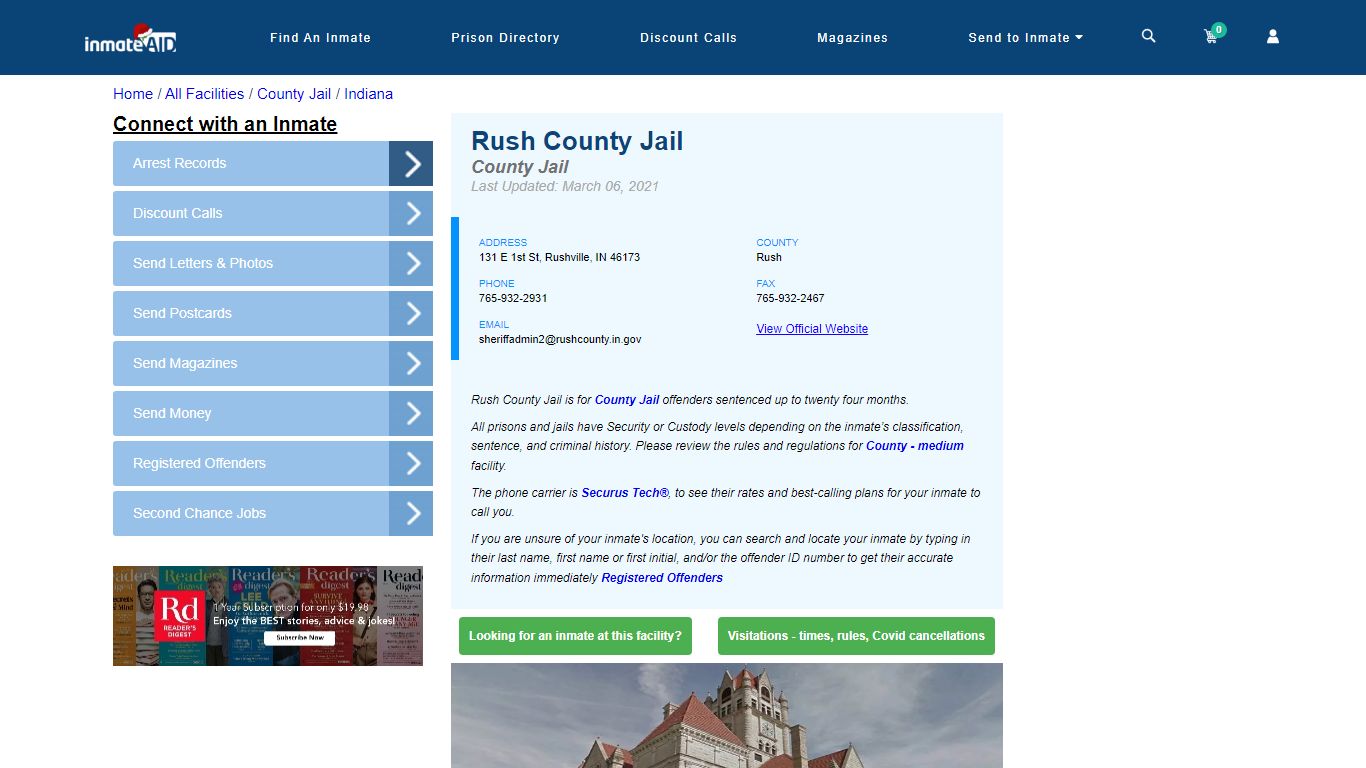 Rush County Jail - Inmate Locator - Rushville, IN